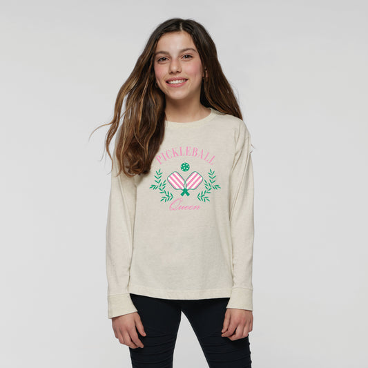 Pickleball Queen | Youth Graphic Long Sleeve Tee