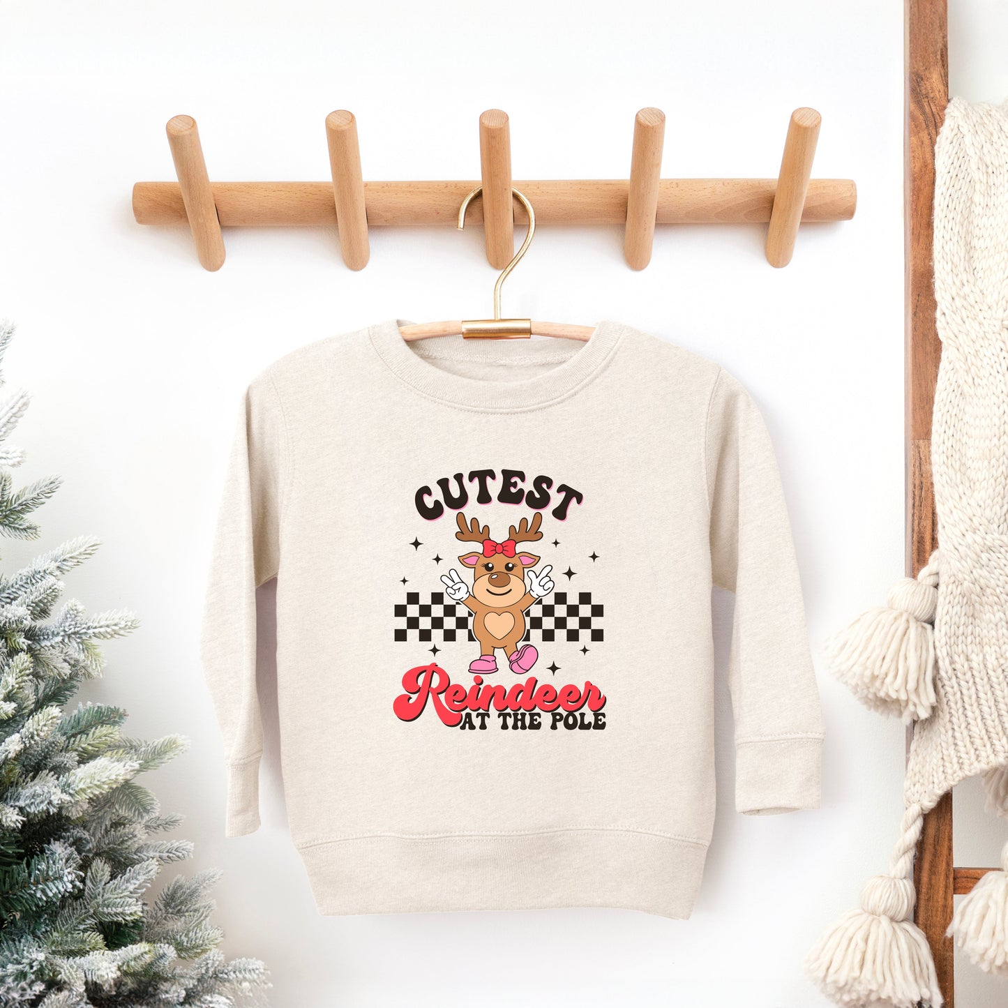 Cutest Reindeer At The Pole | Toddler Graphic Sweatshirt