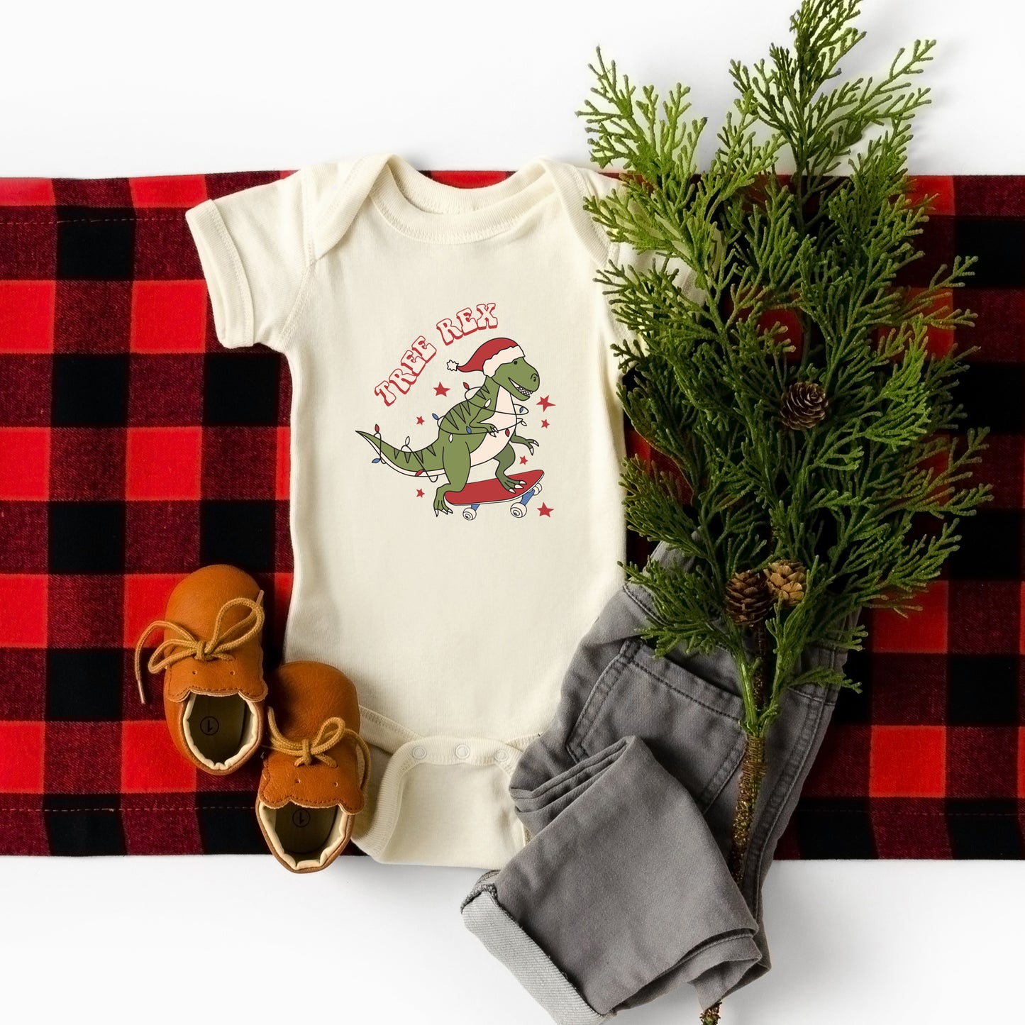 Tree Rex Skateboard | Baby Graphic Short Sleeve Onesie