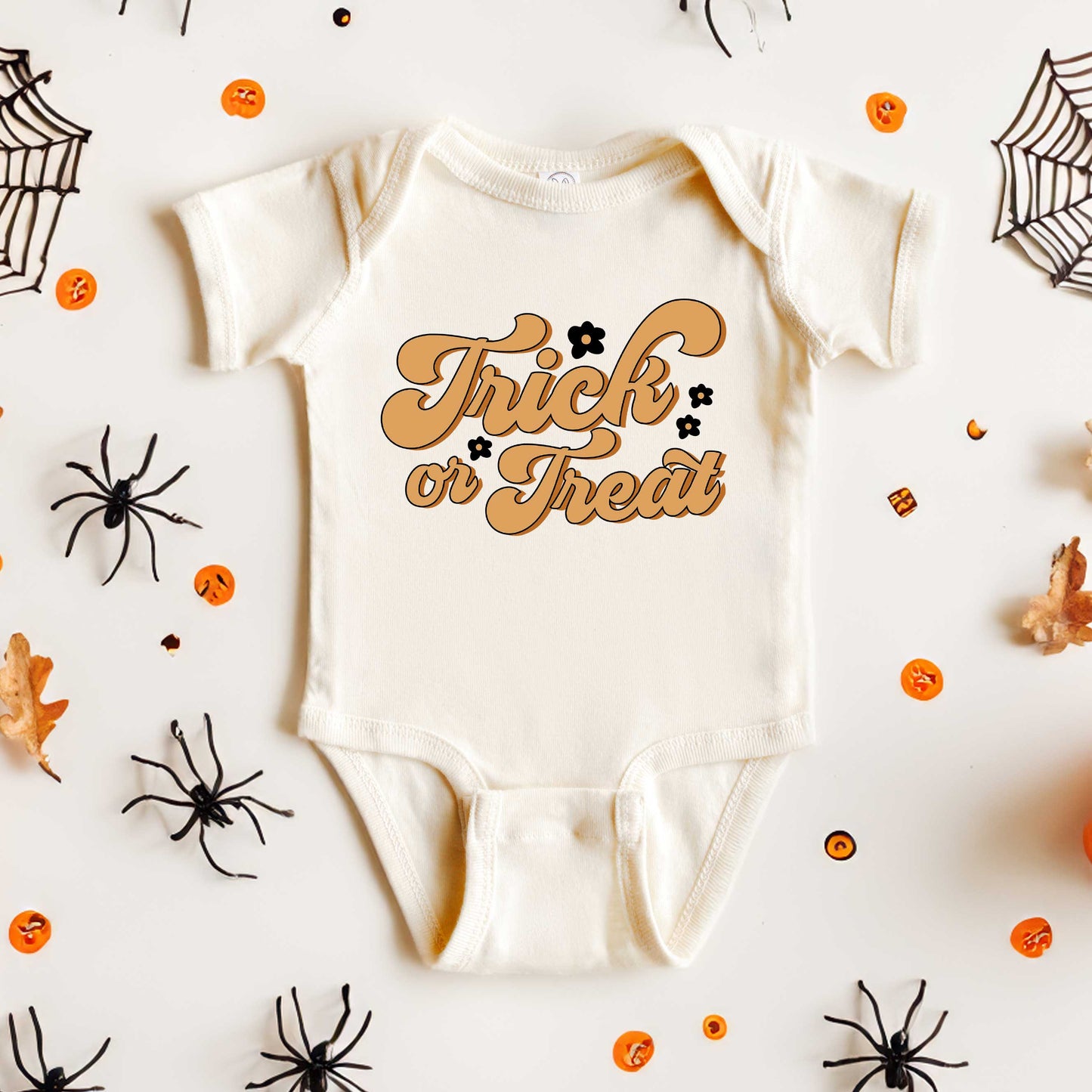 Trick Or Treat Flowers | Baby Graphic Short Sleeve Onesie