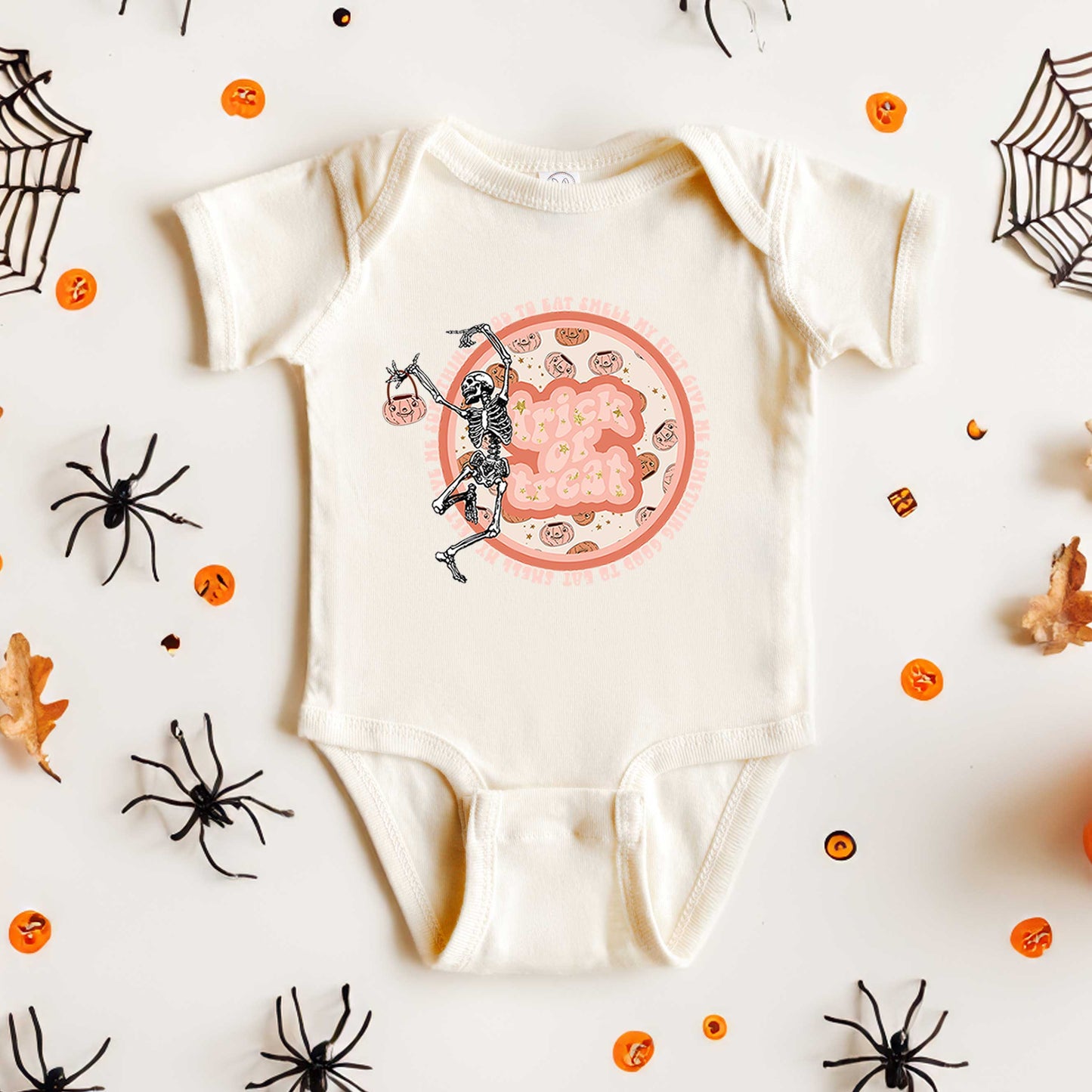 Trick Or Treat Skeleton | Baby Graphic Short Sleeve Onesie