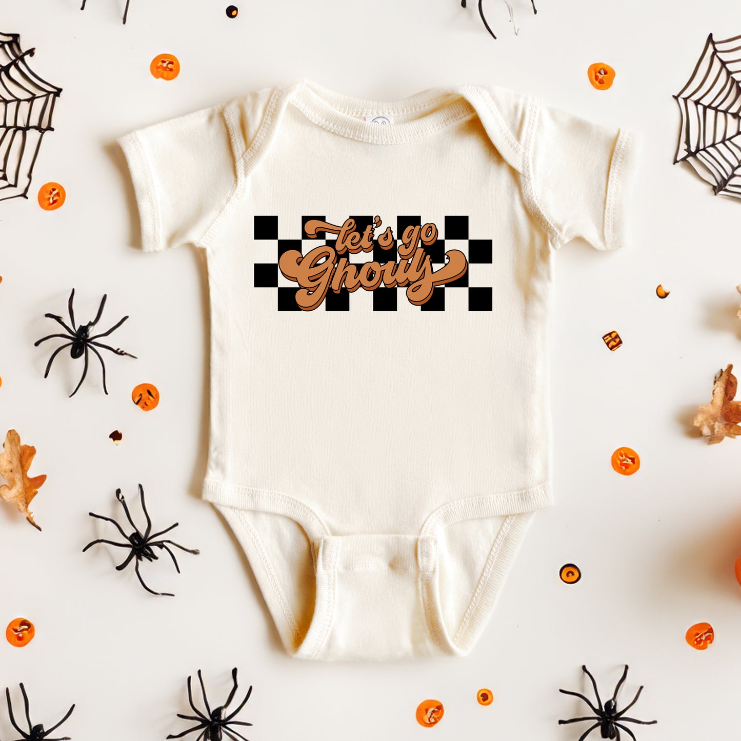 Let's Go Ghouls Checkered | Baby Graphic Short Sleeve Onesie