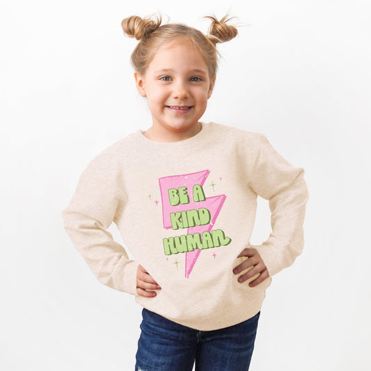 Be A Kind Human Lightning Bolt | Toddler Graphic Sweatshirt
