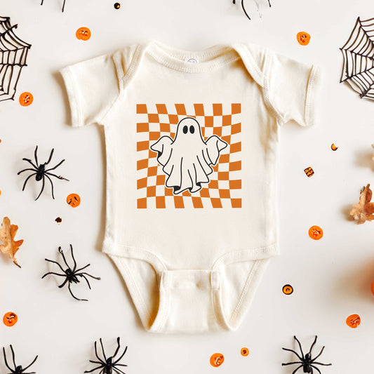 Checkered Ghost | Baby Graphic Short Sleeve Onesie