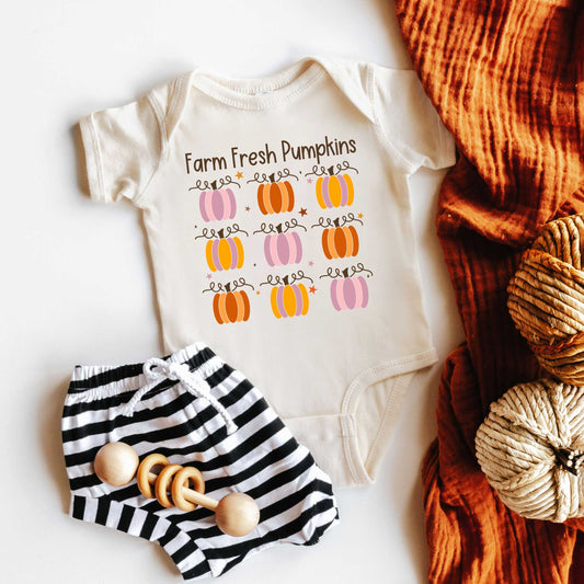 Farm Fresh Pumpkins Chart | Baby Graphic Short Sleeve Onesie