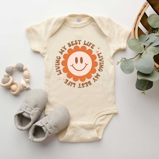 Living My Best Life Flower | Baby Graphic Short Sleeve Onesie