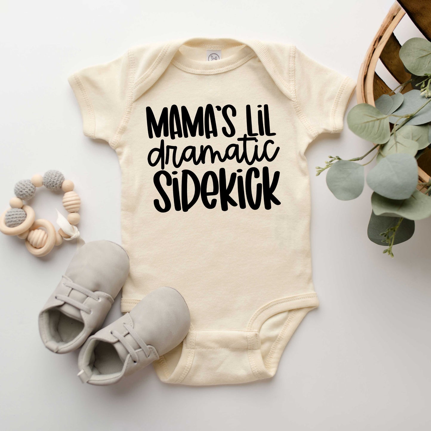 Mama's Lil Dramatic Sidekick | Baby Graphic Short Sleeve Onesie