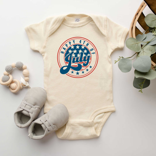 Happy Fourth Circle | Baby Graphic Short Sleeve Onesie