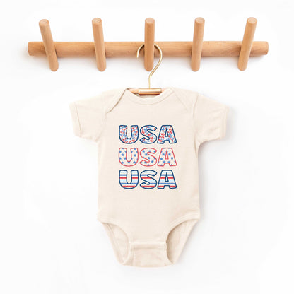 USA Stacked Colorful | Baby Graphic Short Sleeve Onesie