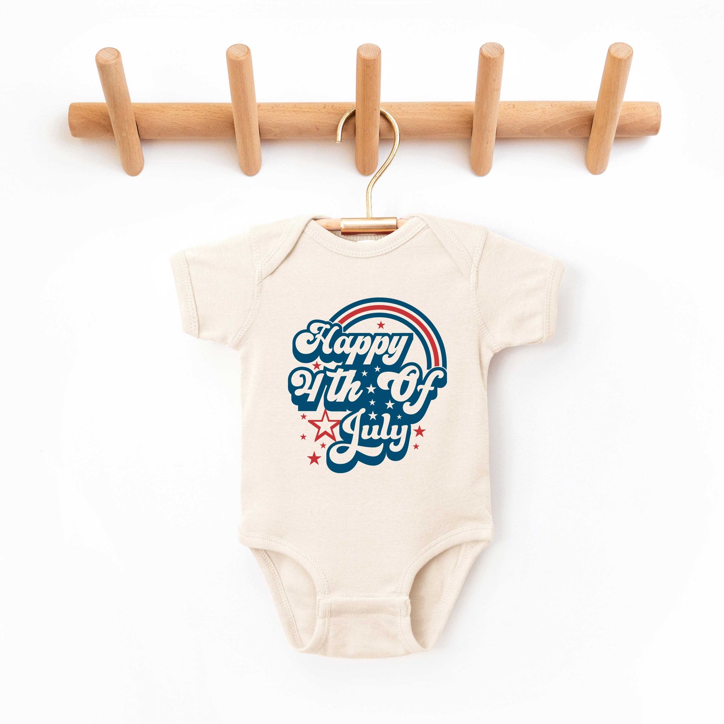 Happy 4th of July Rainbow | Baby Graphic Short Sleeve Onesie