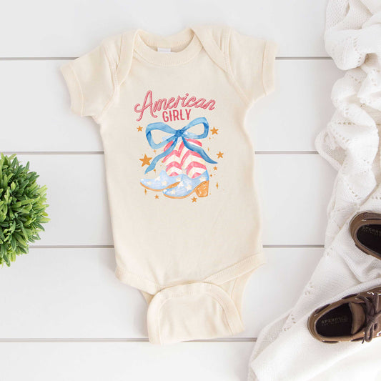 American Girly Coquette Boots | Baby Graphic Short Sleeve Onesie