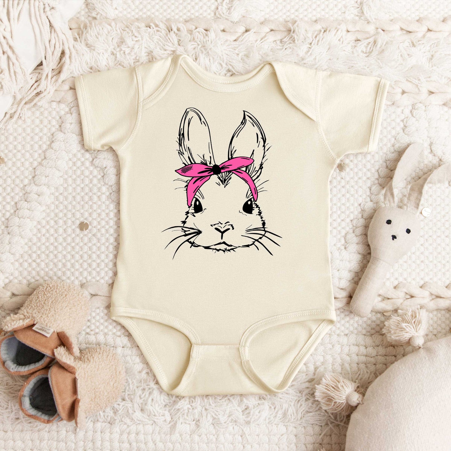 Bunny With Bandana | Baby Graphic Short Sleeve Onesie