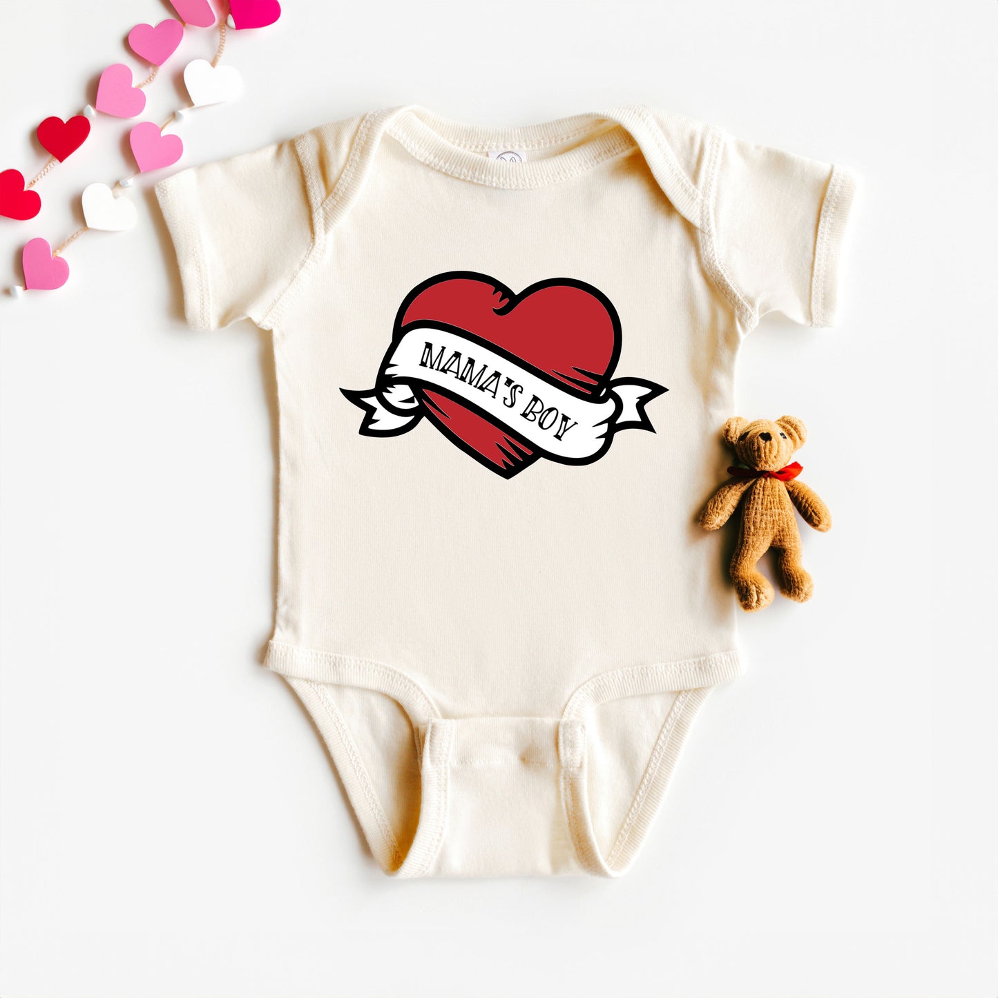 Mama's Boy Heart | Baby Graphic Short Sleeve Onesie