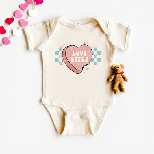 Love Bites Candy Heart | Baby Graphic Short Sleeve Onesie