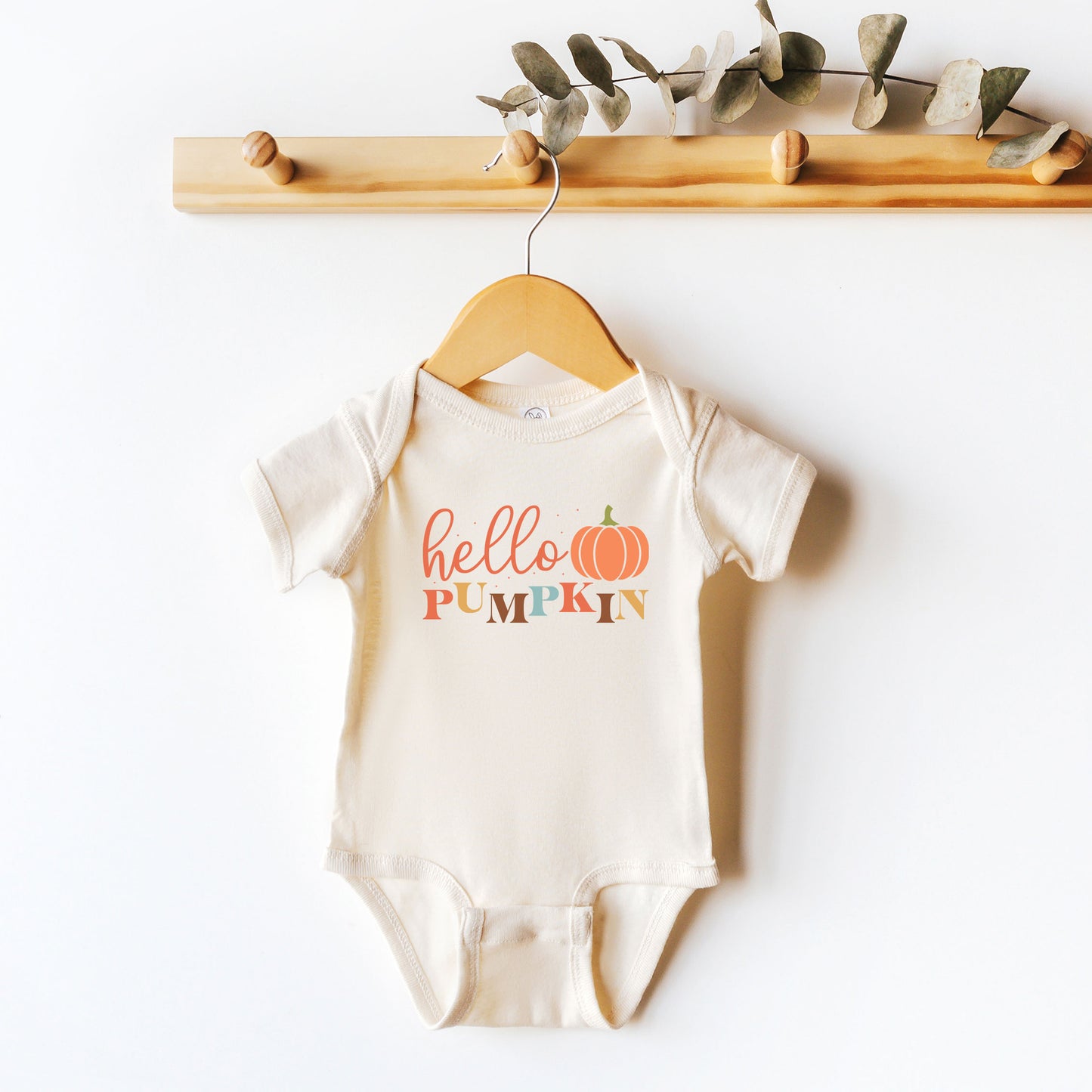 Cursive Hello Pumpkin | Baby Graphic Short Sleeve Onesie