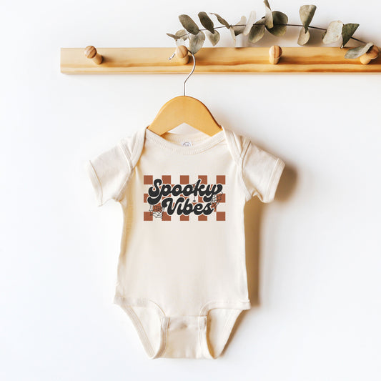 Checkered Spooky Vibes | Baby Onesie