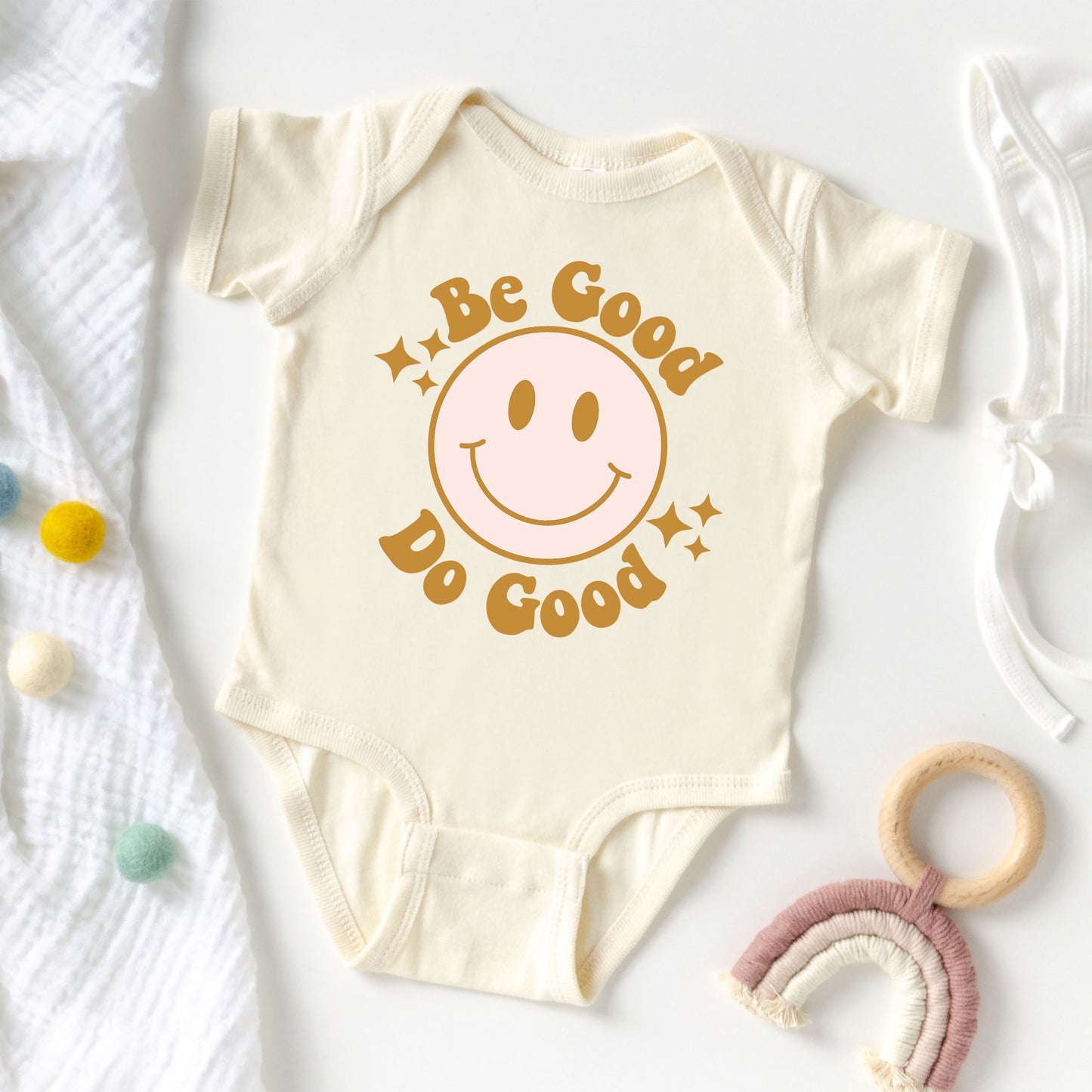 Be Good Do Good Smiley Face | Baby Graphic Short Sleeve Onesie