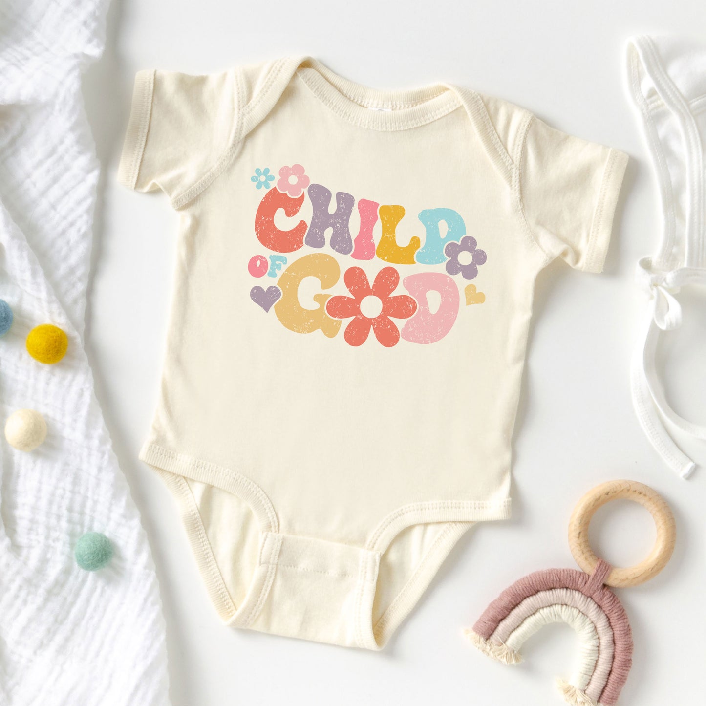 Child Of God Flowers | Baby Graphic Short Sleeve Onesie