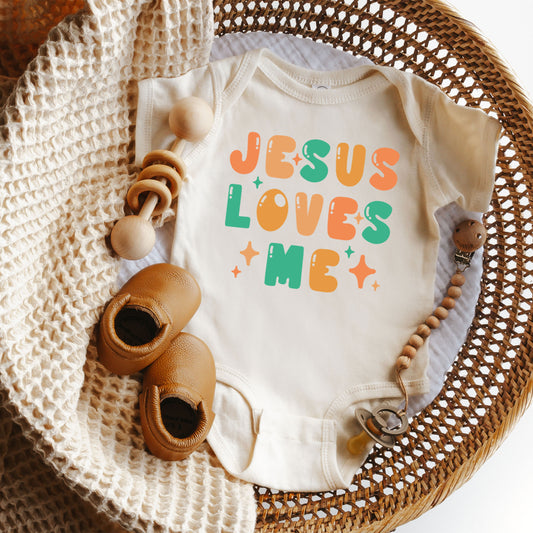 Jesus Loves Me Stars | Baby Graphic Short Sleeve Onesie
