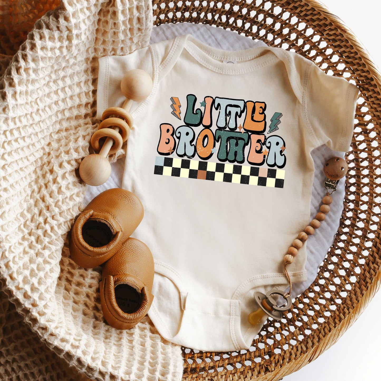 Little Brother Checkered | Baby Graphic Short Sleeve Onesie