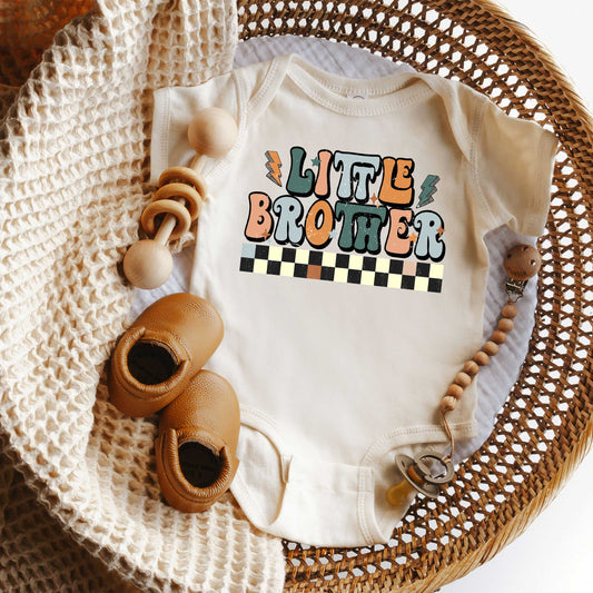 Little Brother Checkered | Baby Graphic Short Sleeve Onesie