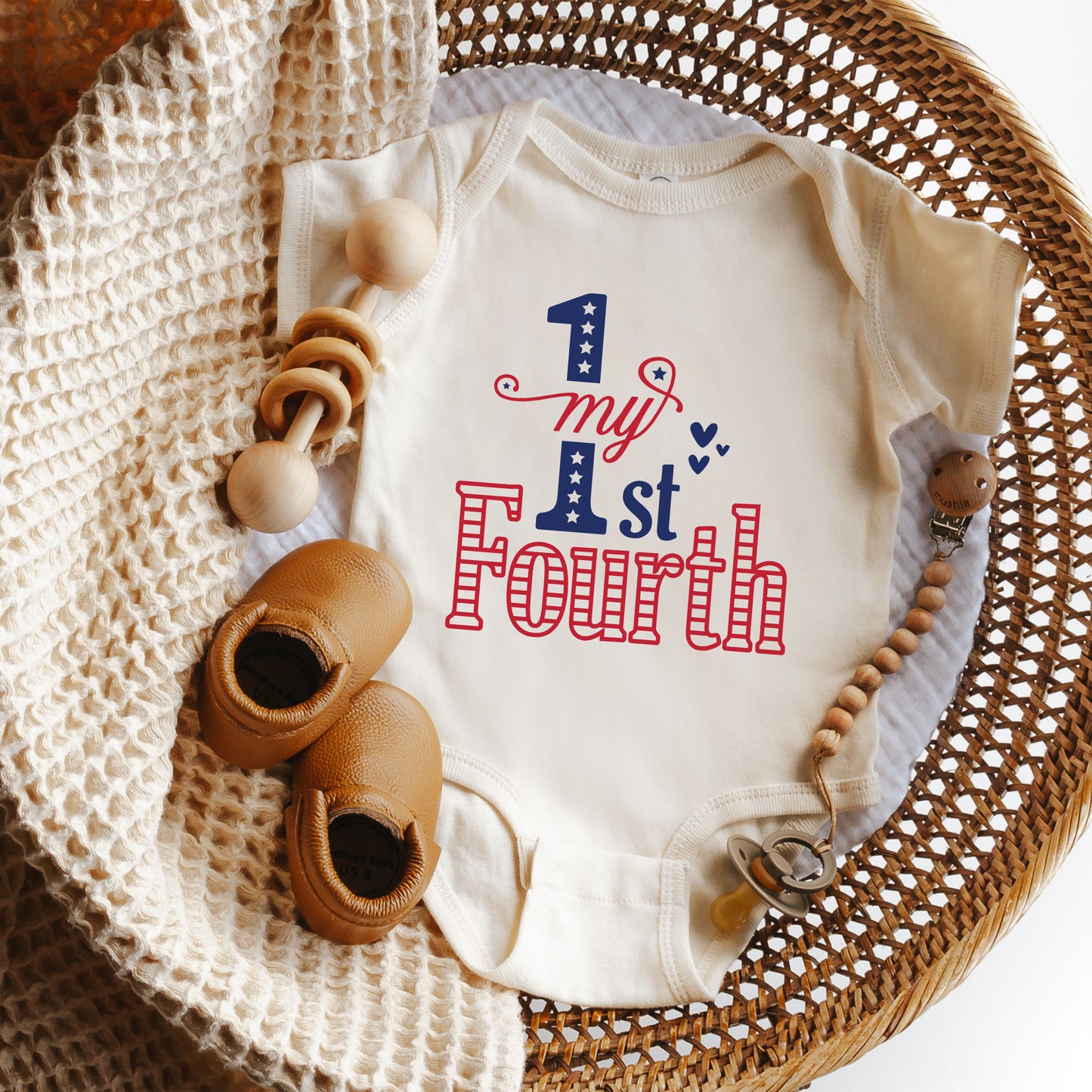 My First Fourth Of July Colorful | Baby Graphic Short Sleeve Onesie