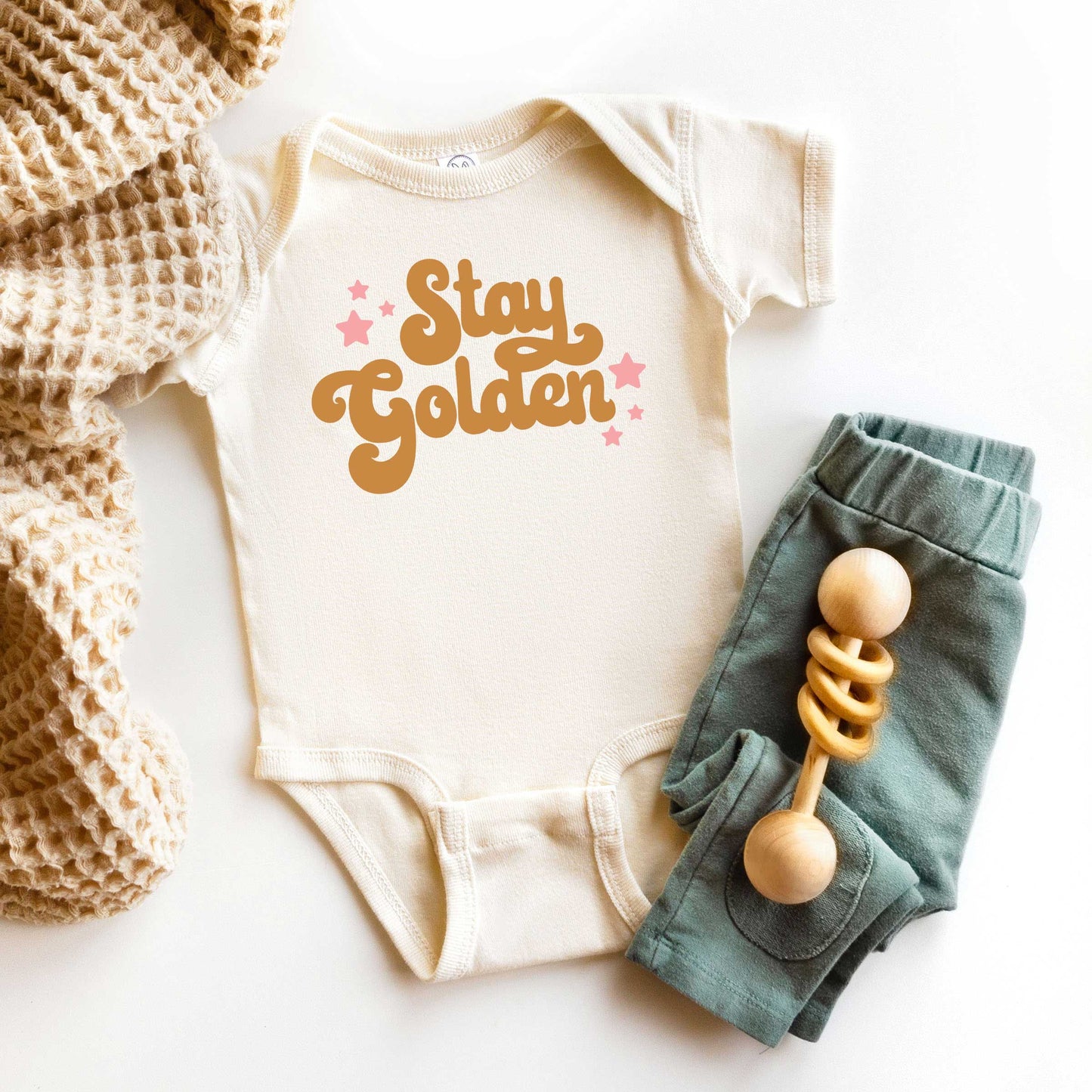 Stay Golden Stars | Baby Graphic Short Sleeve Onesie