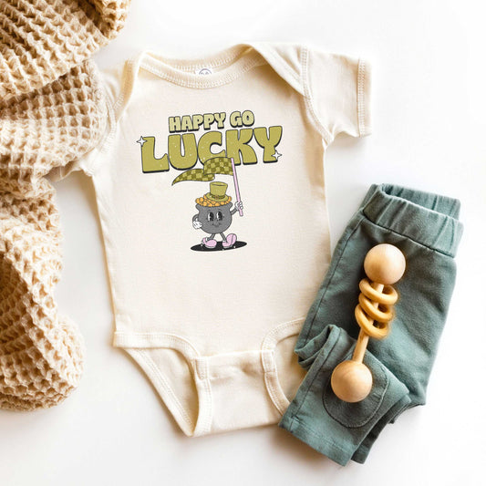 Happy Go Lucky Pot Of Gold | Baby Graphic Short Sleeve Onesie