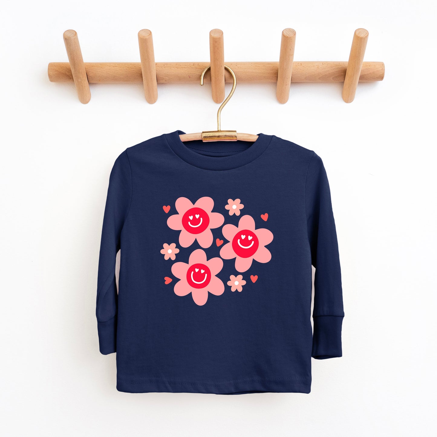 Hippy Flower Valentine | Toddler Graphic Long Sleeve Tee