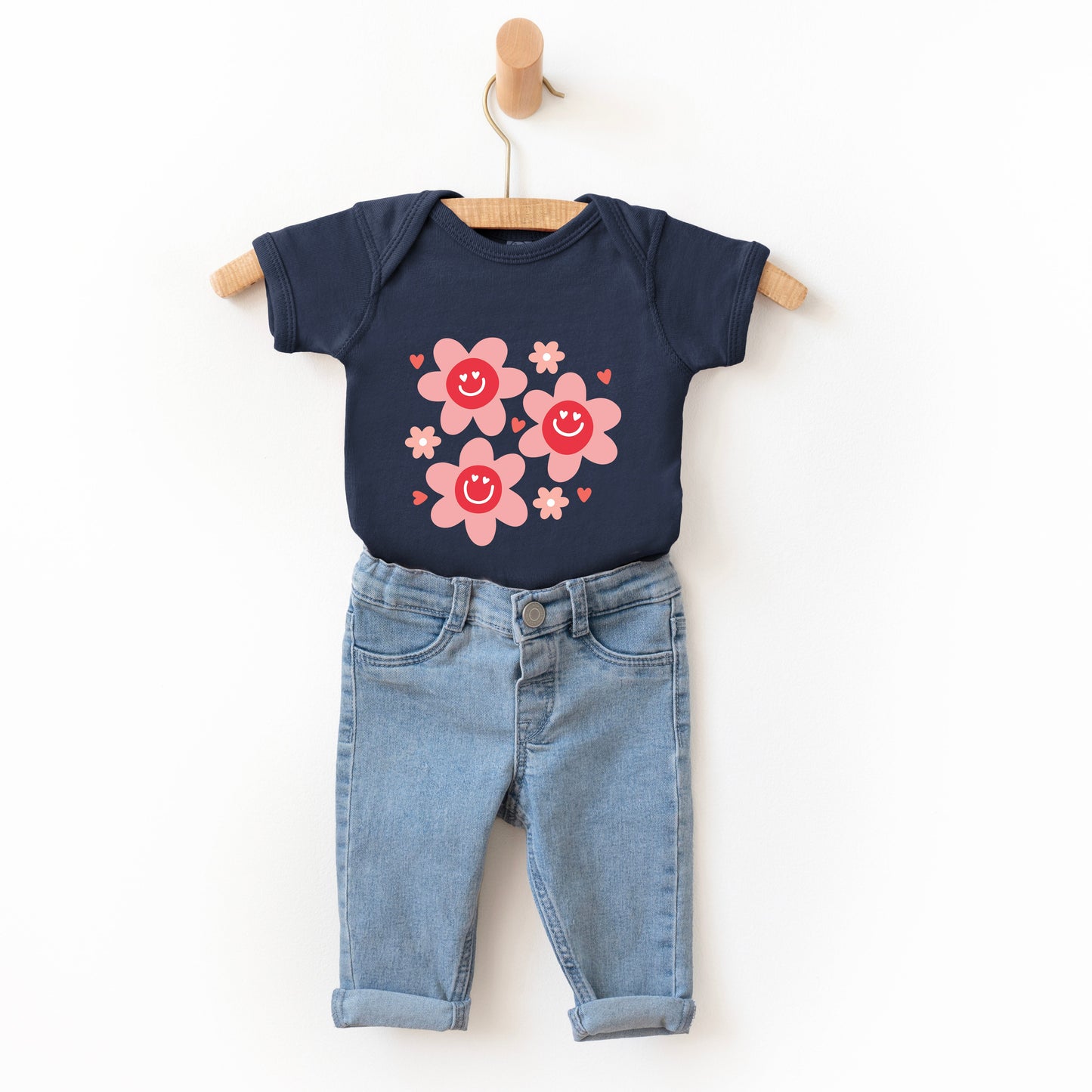 Hippy Flower Valentine | Baby Graphic Short Sleeve Onesie