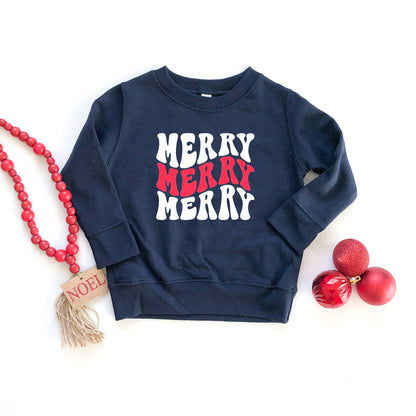 Merry Stacked Wavy Glitter | Youth Ultra-Soft Graphic Sweatshirt