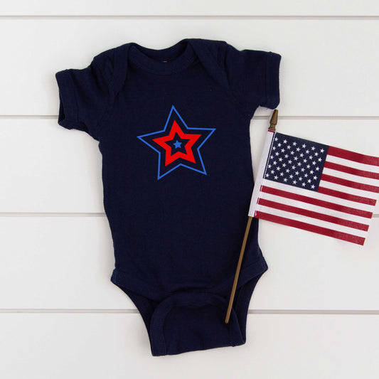 Patriotic Three Star | Baby Graphic Short Sleeve Onesie