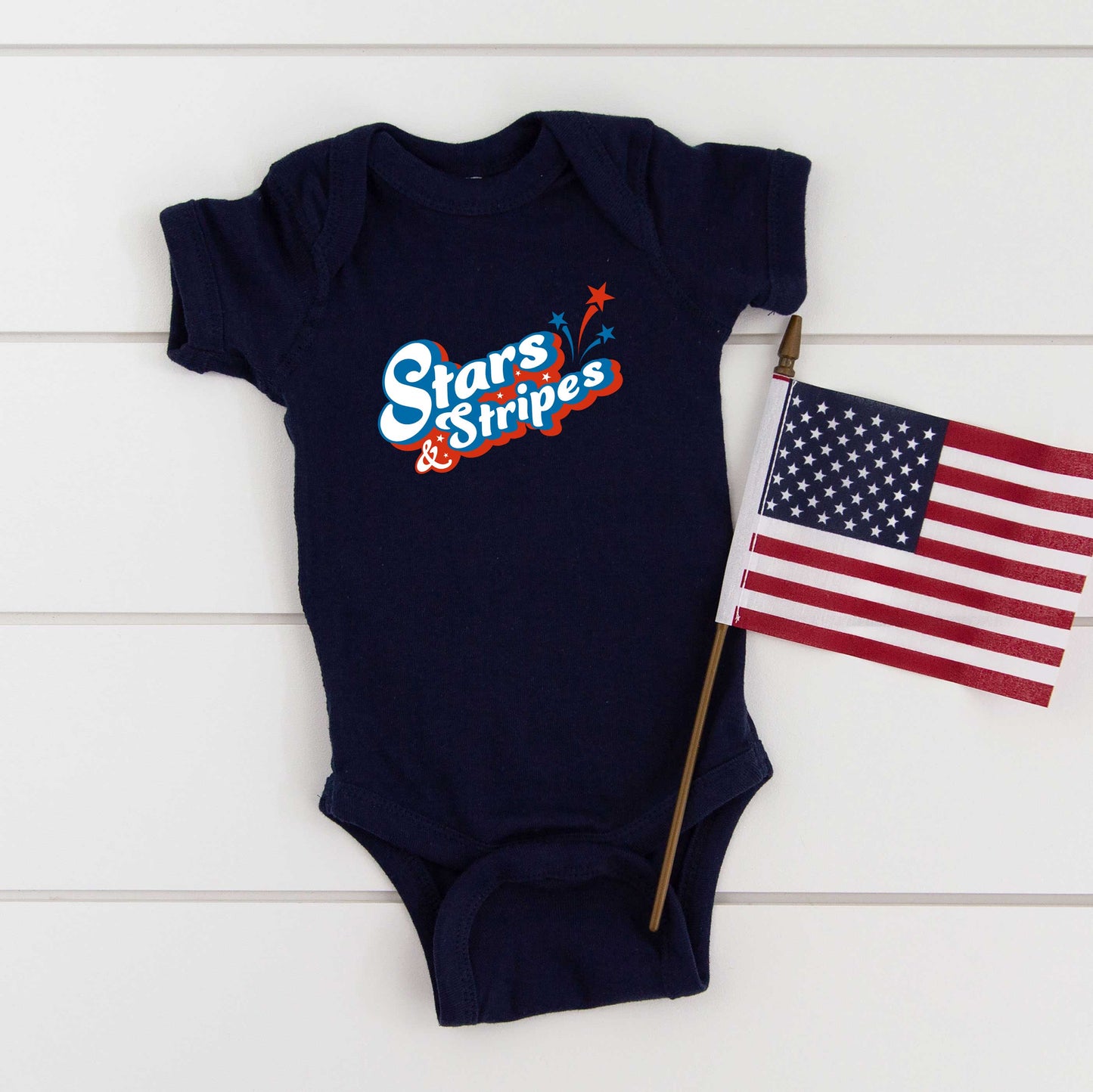 Stars and Stripes Firework | Baby Graphic Short Sleeve Onesie