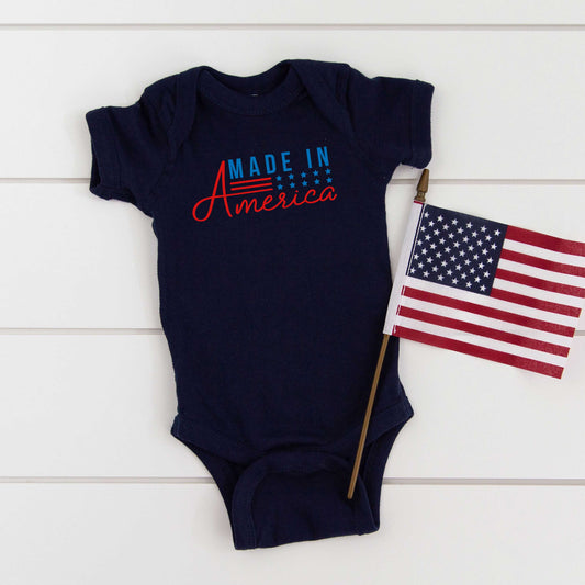 Made In America Stars And Stripes | Baby Graphic Short Sleeve Onesie