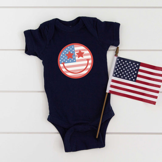 Flag Smiley Face | Baby Graphic Short Sleeve Onesie