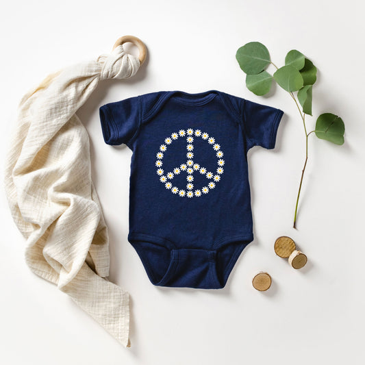 Daisy Peace Sign | Baby Graphic Short Sleeve Onesie