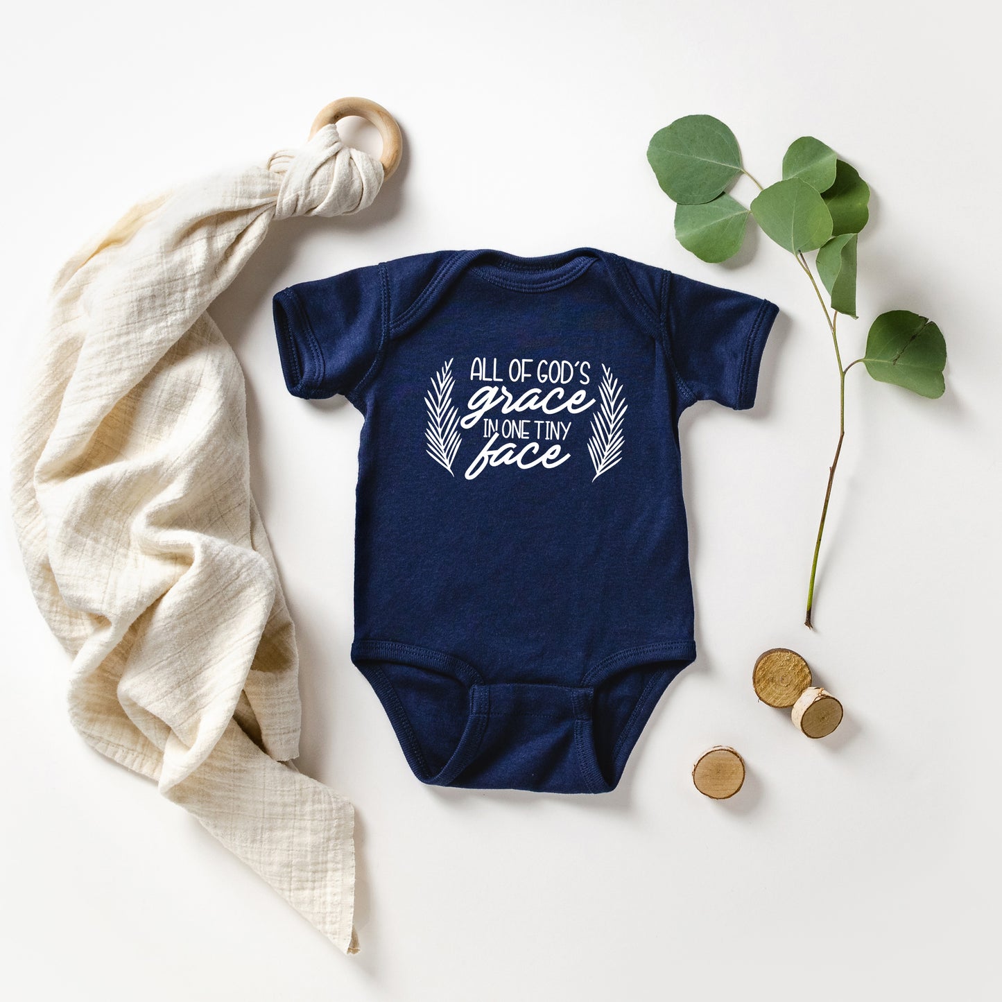 All Of God's Grace In One Tiny Face | Baby Graphic Short Sleeve Onesie
