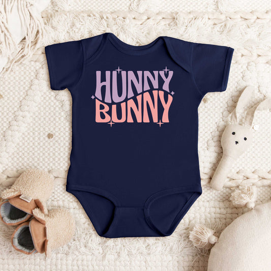 Hunny Bunny Wavy Stars | Baby Graphic Short Sleeve Onesie