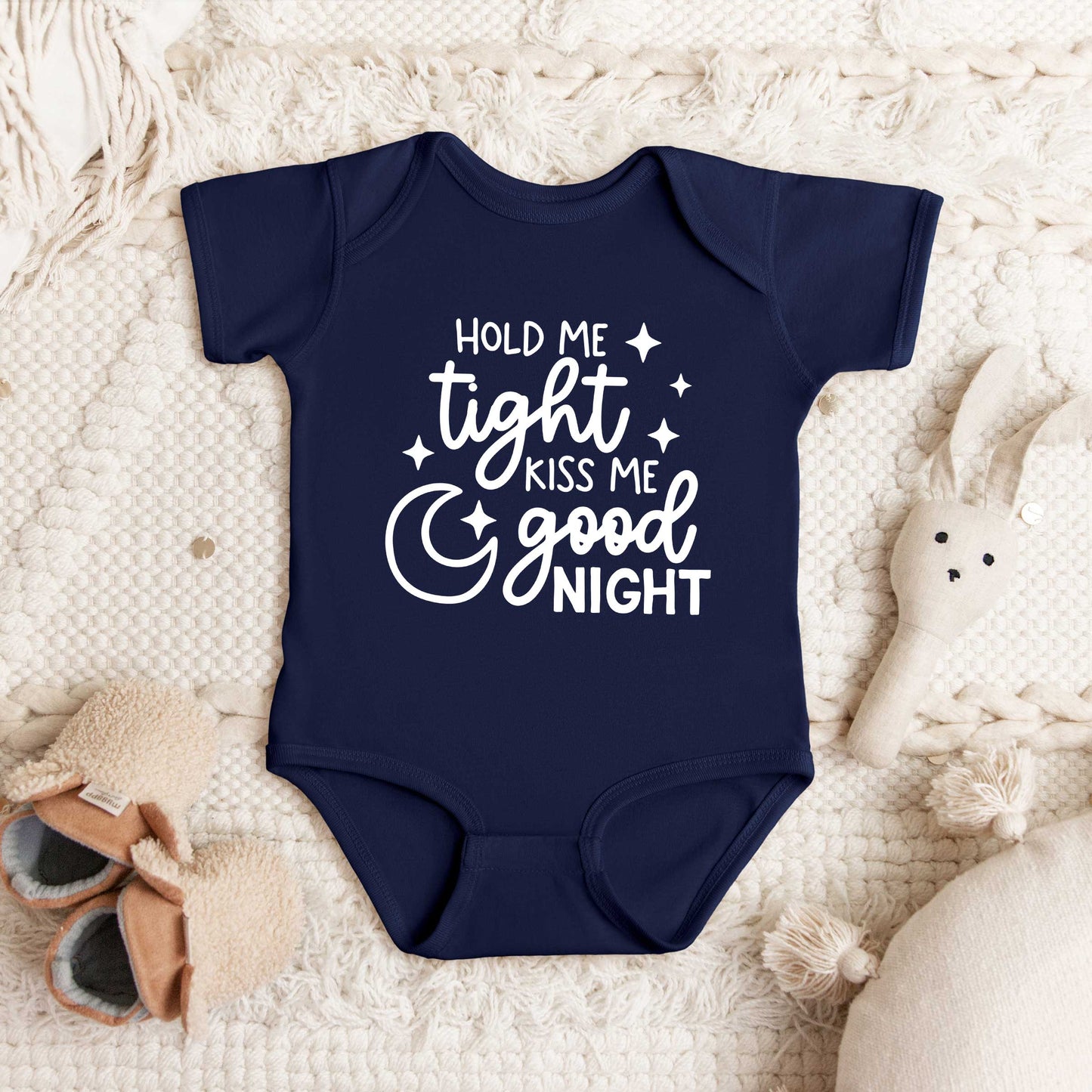 Hold Me Tight Kiss Me Good Night | Baby Graphic Short Sleeve Onesie