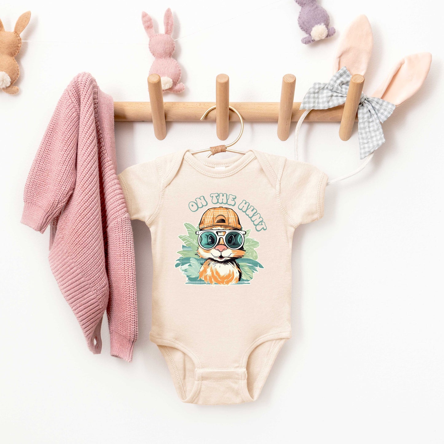 On The Hunt Bunny | Baby Graphic Short Sleeve Onesie
