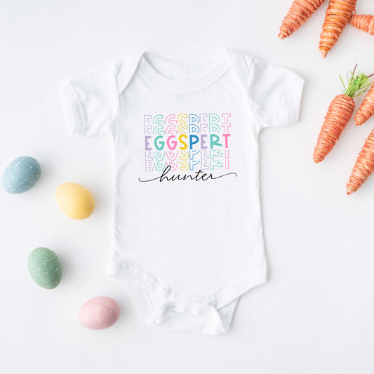 Eggspert Hunter Stacked | Baby Graphic Short Sleeve Onesie
