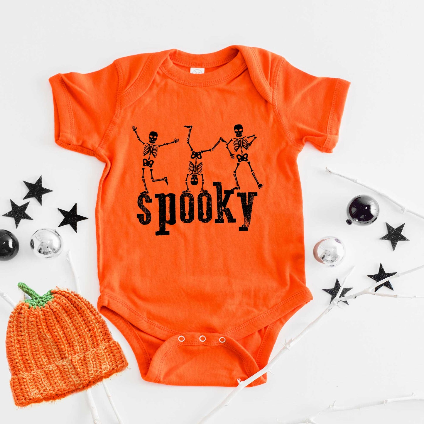 Spooky Dancing Skeletons | Baby Graphic Short Sleeve Onesie