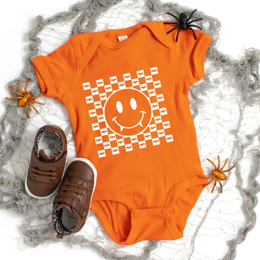 Halloween Bat Smiley Face | Baby Graphic Short Sleeve Onesie