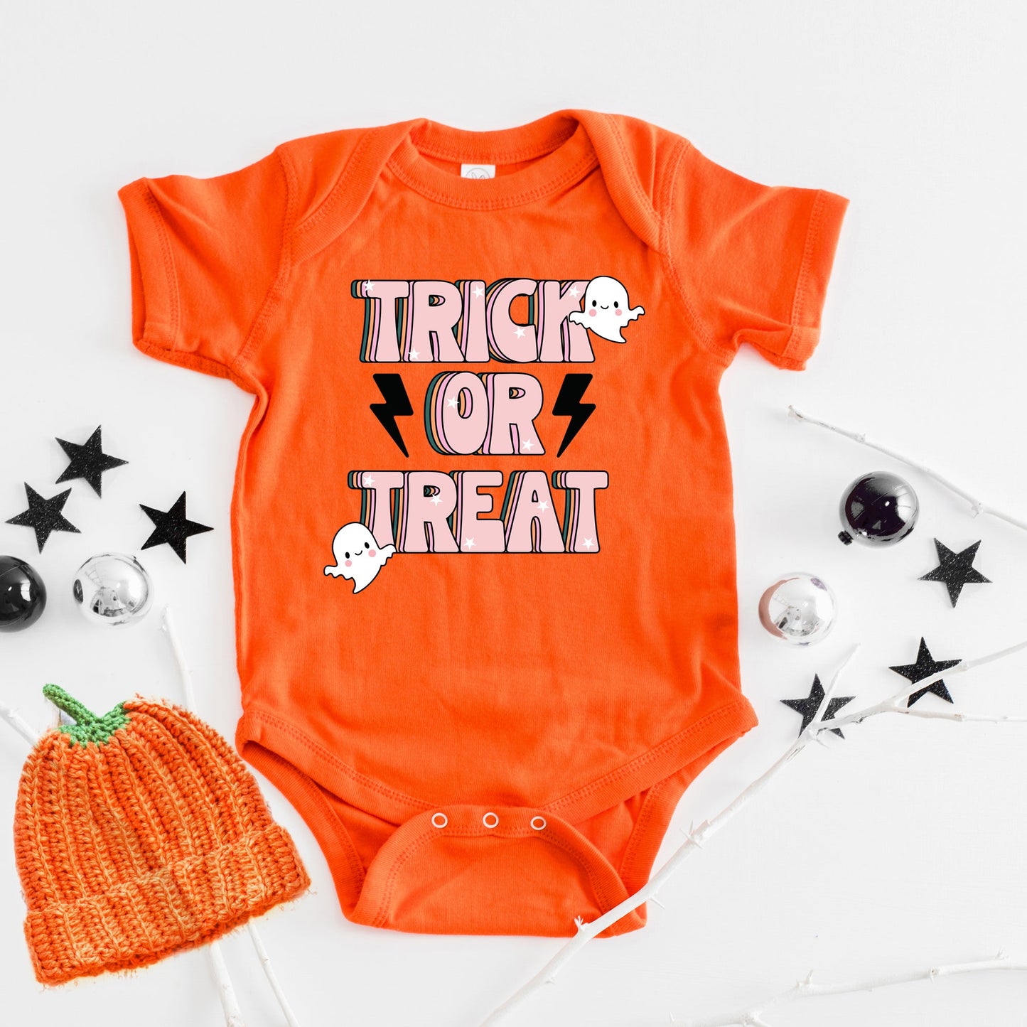 Trick Or Treat Lightning Bolt | Baby Graphic Short Sleeve Onesie