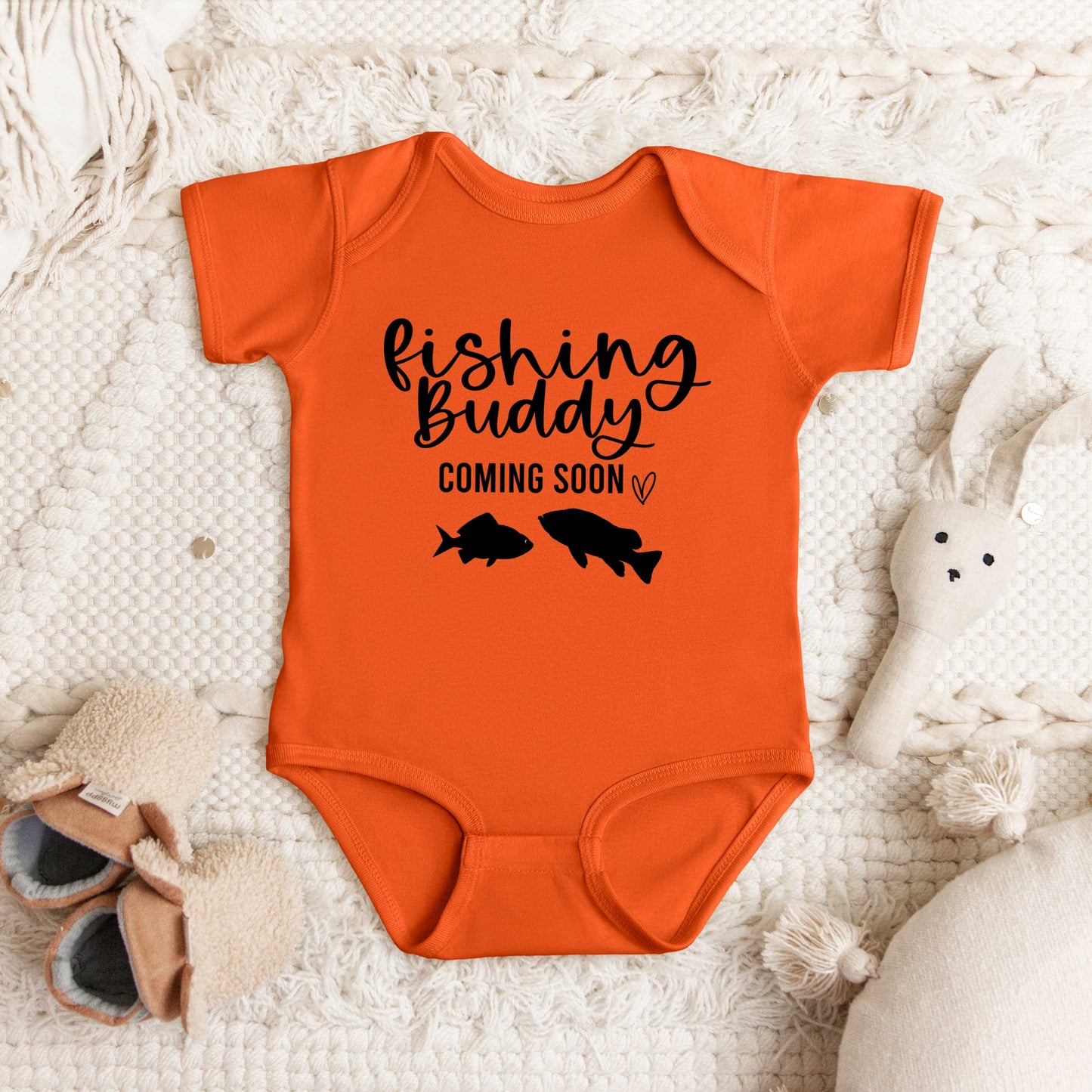 Fishing Buddy Coming Soon | Baby Graphic Short Sleeve Onesie