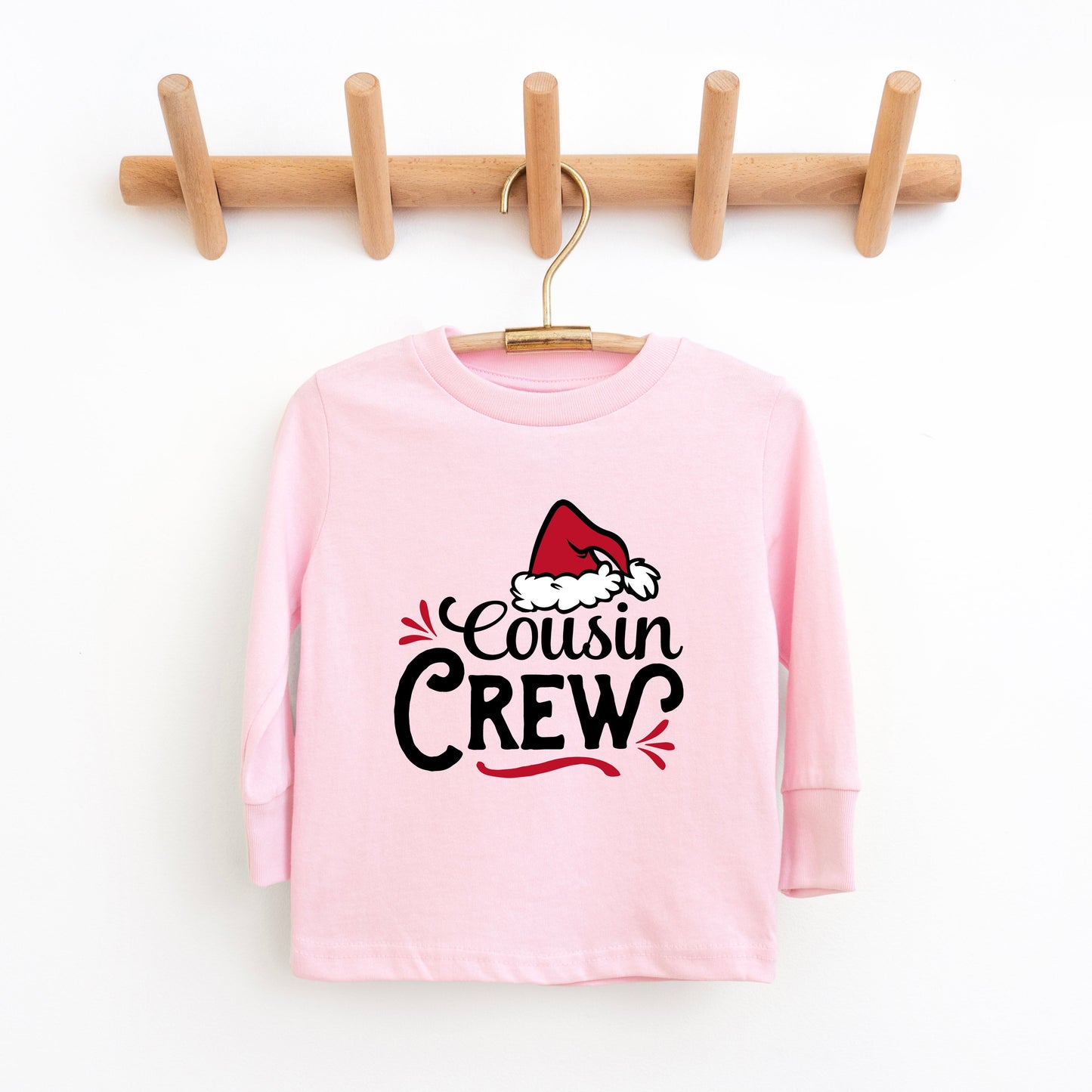 Cousin Crew Santa Hat | Toddler Graphic Long Sleeve Tee