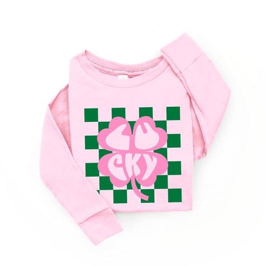 Lucky Clover Checkered | Toddler Graphic Long Sleeve Tee