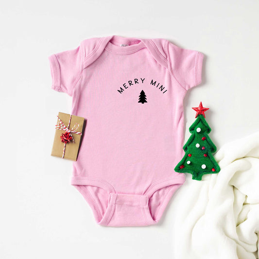 Merry Mini Tree Mini | Baby Graphic Short Sleeve Onesie