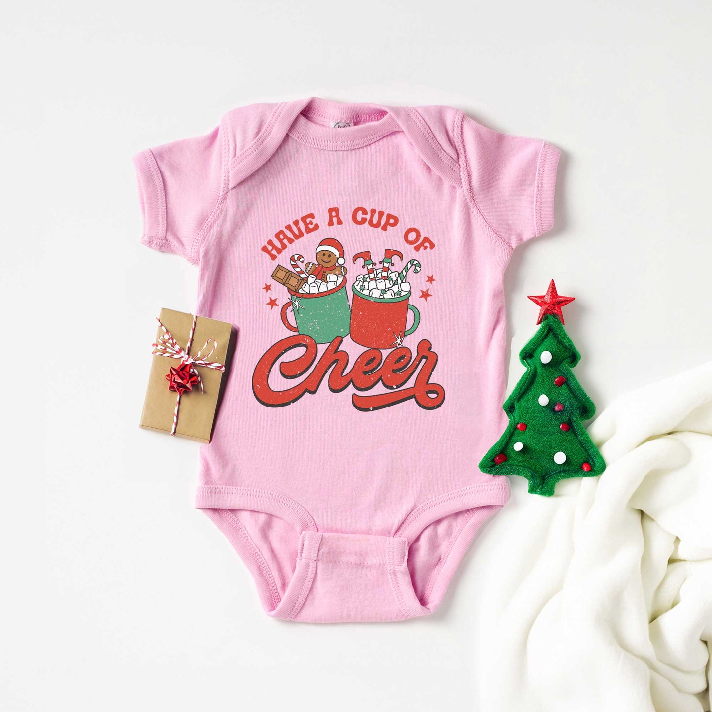 Retro Cup Of Cheer | Baby Graphic Short Sleeve Onesie