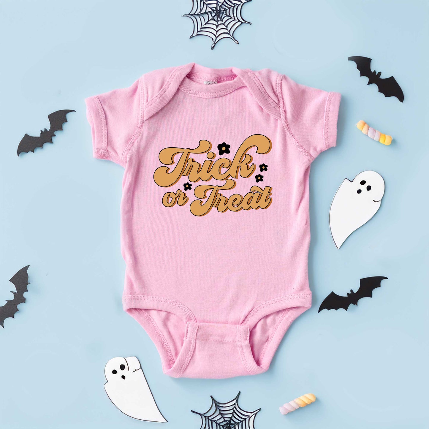 Trick Or Treat Flowers | Baby Graphic Short Sleeve Onesie